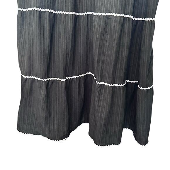 Dress Midi Maxi Black Tiered Boho Peasant Ric-Rac Trim 4XL Bell Sleeves SHEIN - Picture 4 of 8